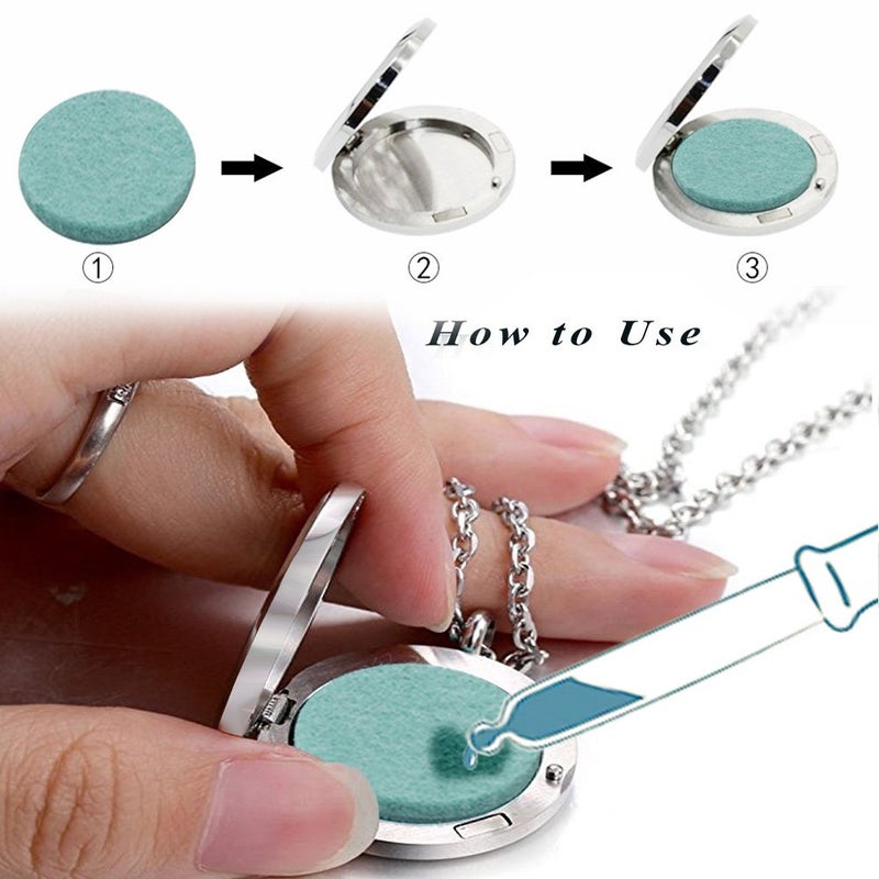 GFONDINGD Aromatherapy Essential Oil Diffuser Necklace Cloud Pattern Stainless Steel Locket Pendant - Image 4
