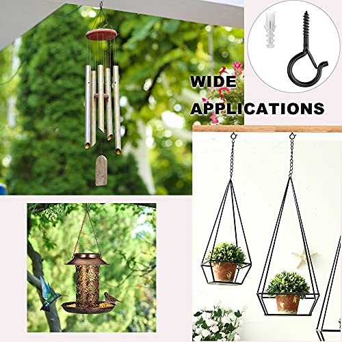 PlusRoc 60 Pack Christmas Light Hooks For Outside String Light Hanger Clips, Outdoor Eye Hook Q-Hanger Screw in Hooks For Hanging, 2.2 Inch Black Cup Hook, Patio Wall Wood Ceiling Deck Fence Mount - Image 5