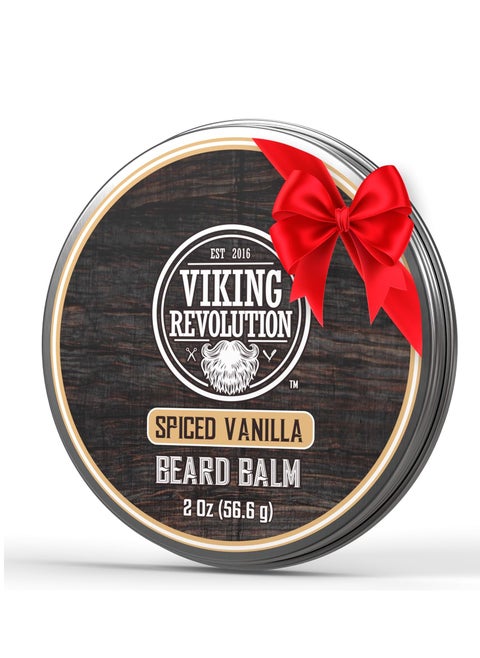 Viking Revolution Spiced Vanilla Beard Balm - Beard Butter with Argan Oil, Beard Softener for Men with Jojoba Oil - Beard Moisturizer for Men with Beeswax - Beard Wax for Men (2oz, 1 Pack)
