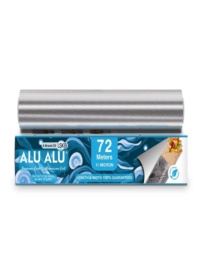 AluAlu ALU ALU 72 Meters Silver Aluminium Foil | Premium Quality | 11 Micron Thickness | Keeps Food Warm and Hygienic | Ideal for Food Wrapping, Packing, Storing and Serving - Image 1