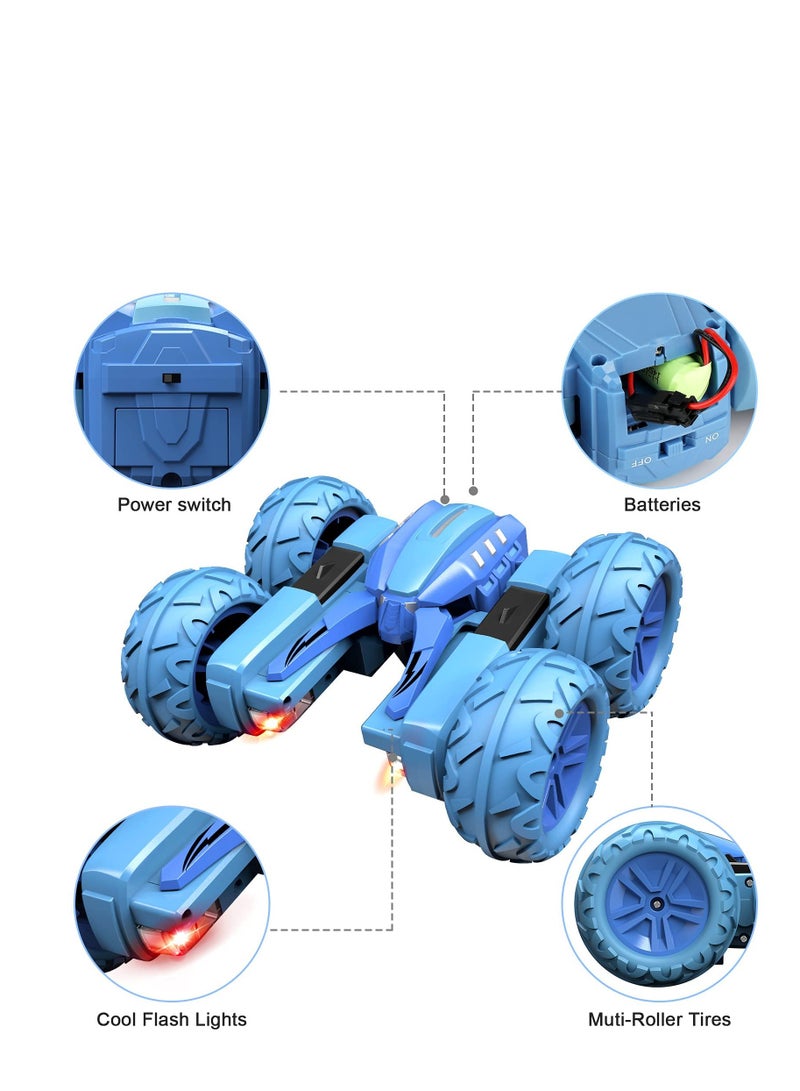 SYOSI RC Stunt Car Remote Control Car for Kids 4WD Trucks RC Crawler Vehicles Toys 360° Flips Rotation Off Road Excellent gift on occasions Blue - Image 4