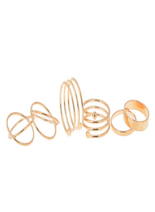 TNF New 6PCS/Set Finger Tip Knuckle Stackable Spiral Party Celebrity Band Mid Rings Alloy - Image 1