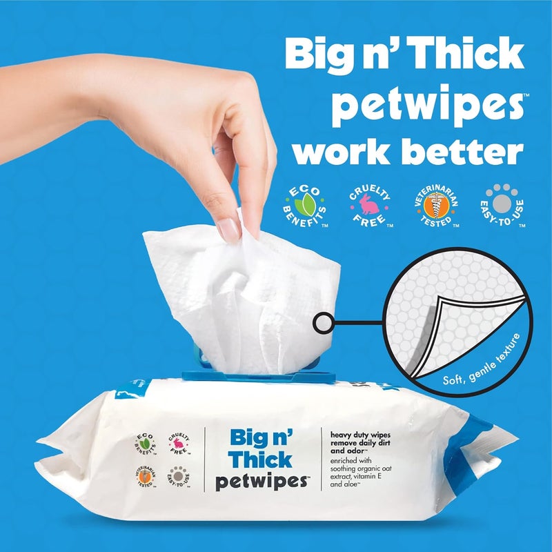 Petkin Big n' Thick Pet Wipes/Grooming Wipes for Dogs and Cats, mild Fragrance, Gentle Cleansing Formula, 100 Wipes - Image 4