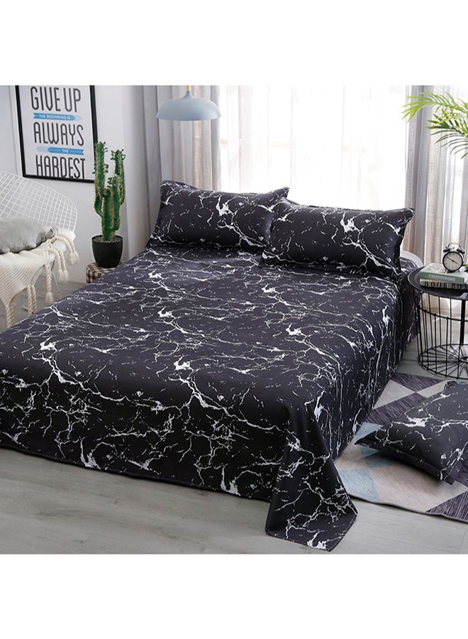 4 Piece Marble Printed Bedding Set Polyester Black/White  - Image 3
