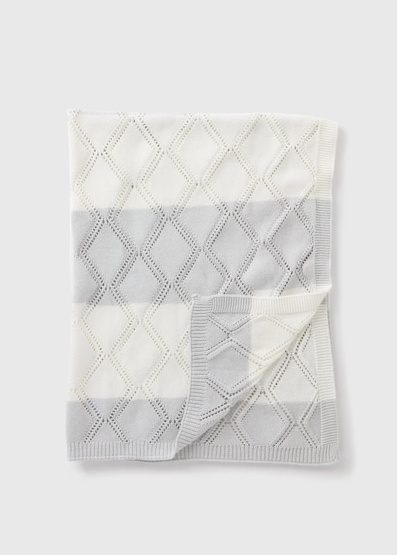 Matalan Baby Grey Stripe Knitted Blanket