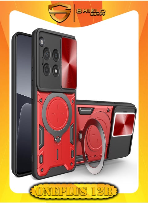 SHIELD EGYPT For OnePlus 12R/OnePlus Ace 3 Armored Camera Shield Cover Camera Lend Protection, Built-in 360° (Red)