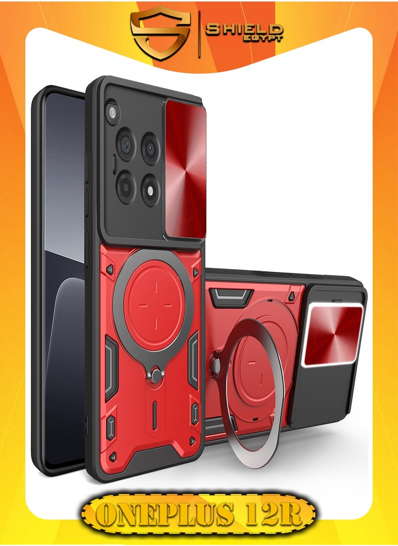 SHIELD EGYPT For OnePlus 12R/OnePlus Ace 3 Armored Camera Shield Cover Camera Lend Protection, Built-in 360° (Red)