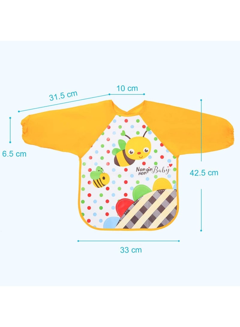 KASTWAVE Bibs with Sleeves, 4 Pcs EVA Baby Bib Waterproof Long Sleeve Bib Unisex Feeding Bibs Apron Lovely Cute Cartoon Bibs for Infant Toddler 6 Months to 3 Years Old - Image 3