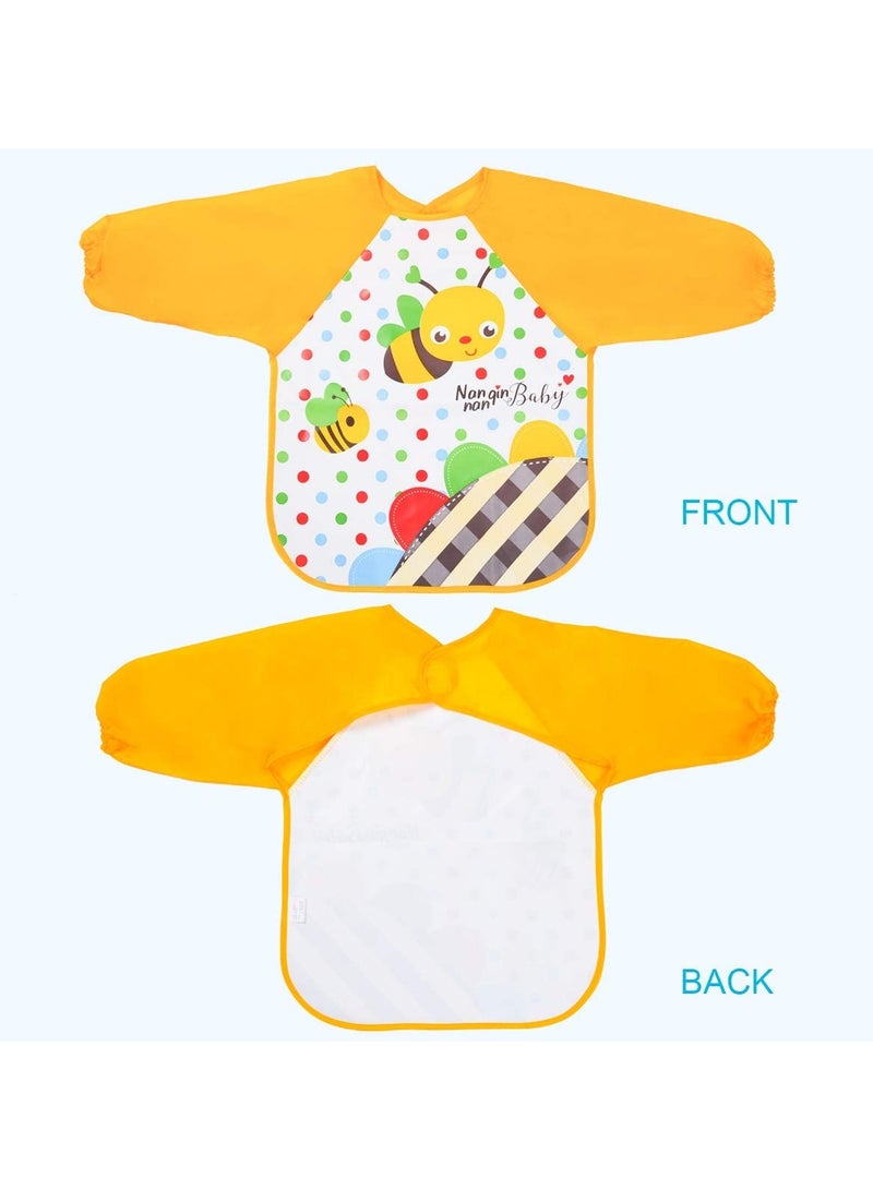 KASTWAVE Bibs with Sleeves, 4 Pcs EVA Baby Bib Waterproof Long Sleeve Bib Unisex Feeding Bibs Apron Lovely Cute Cartoon Bibs for Infant Toddler 6 Months to 3 Years Old - Image 4