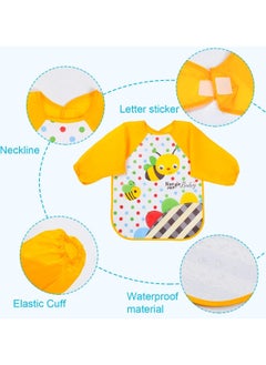 KASTWAVE Bibs with Sleeves, 4 Pcs EVA Baby Bib Waterproof Long Sleeve Bib Unisex Feeding Bibs Apron Lovely Cute Cartoon Bibs for Infant Toddler 6 Months to 3 Years Old  - Image 2