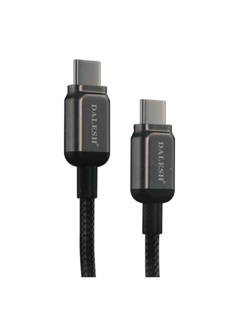 DALESH Type C to Type C charging cable 60W fast charging USB C cable black nylon braided durable cable for laptop tablet smartphone power delivery fast charge high speed data transfer strong reinforced design - Image 1