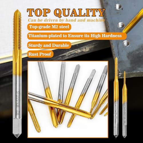 SMJXTOP 10pcs Micro Metric Taps Bits Set with 1Pc Tap Wrench,M1-M3.5 Mini Machine Screw Tap Set, Small Thread Screws Tapping Bits Tool - Image 3