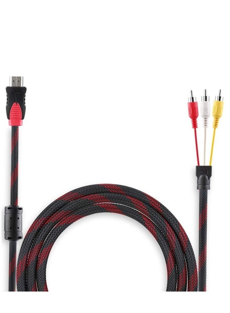 Captaintech HDMI to 3RCA Audio Video AV Cable Cord 4.5Ft/ 1.5m HD Converter Adapter Male M/M for HDTV DVD - Image 1