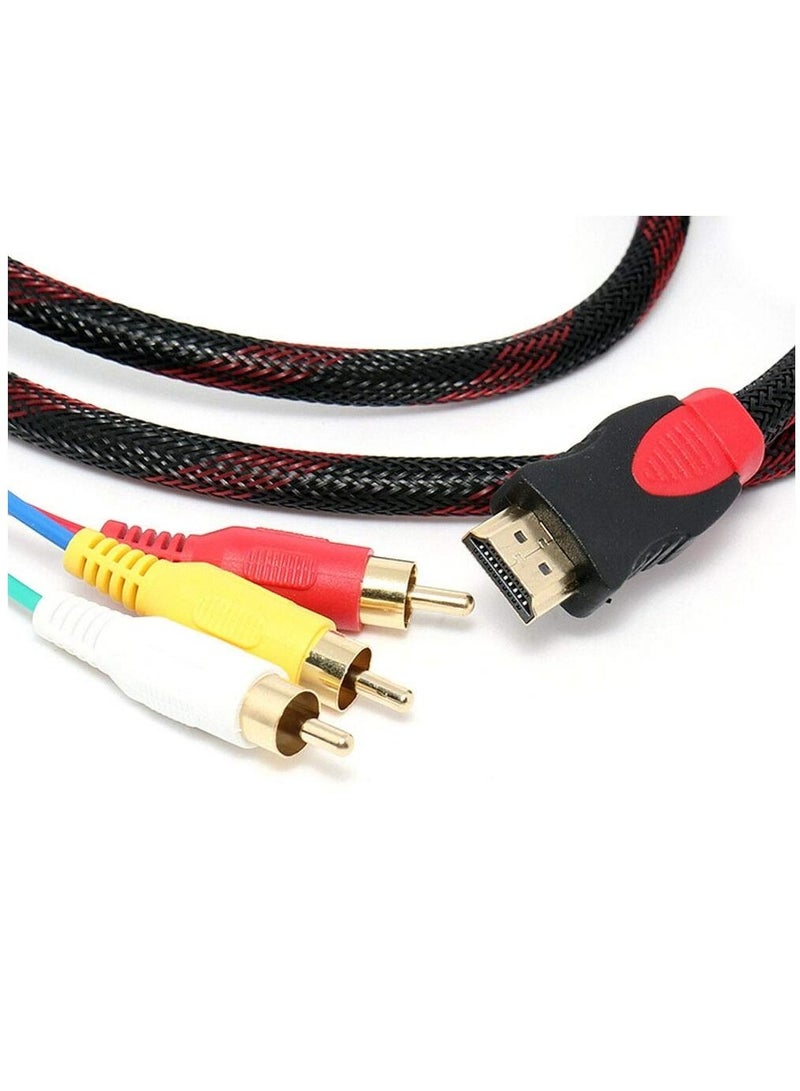 Captaintech HDMI to 3RCA Audio Video AV Cable Cord 4.5Ft/ 1.5m HD Converter Adapter Male M/M for HDTV DVD - Image 4