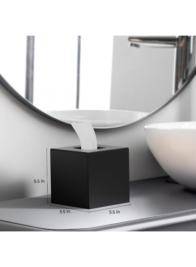 TPGP Tissue Box Cover, Acrylic Tissue Holder Napkin Dispenser For Home Office Restaurant Desk Decor, Black Square 5.4X5.4X5.4''  - Image 3