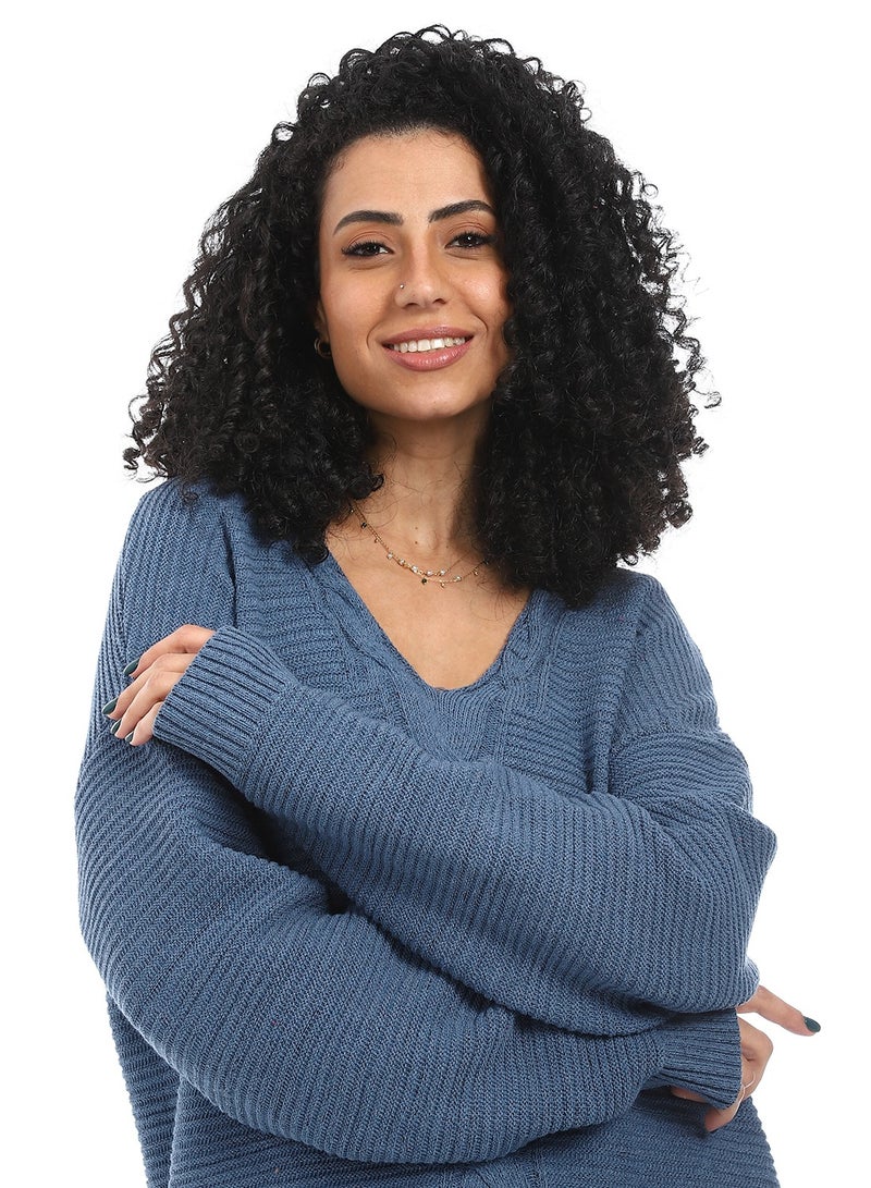 سيزار بلوفر صوف حريمي ب رقبة سبعة - Image 3