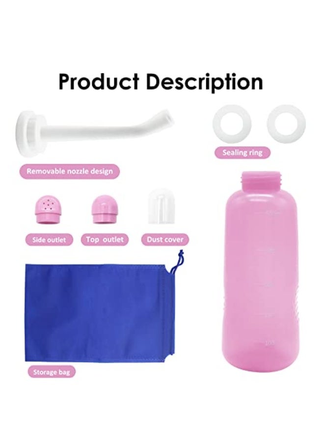Peri Bottle, Portable Travel Bidet with Bag, TPE Material Can Be Boiled, 17oz/500ml with 2 Sealing Rings,Essentials for Postpartum Perineal Care,Hemorrhoid Treatment,and Baby(Pink) - Image 3