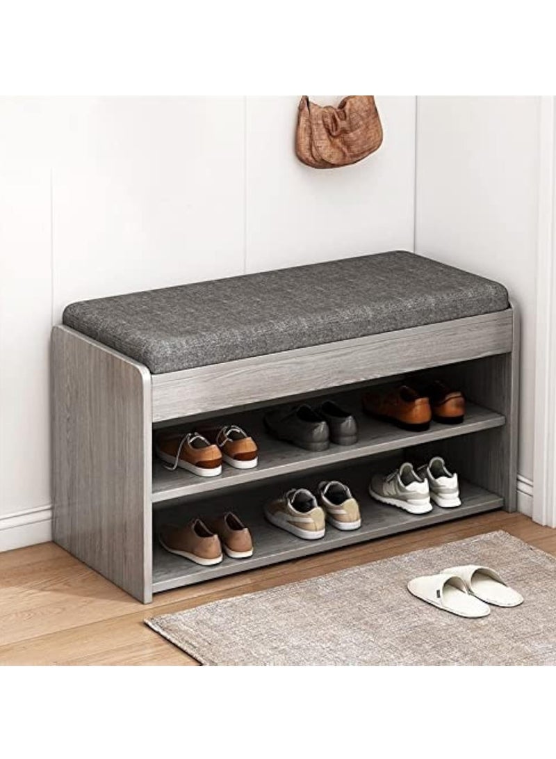 Arabest منظم أحذية بنمط نوردك ذو طبقتين مع مقعد مبطن للمدخل والردهة - Image 1