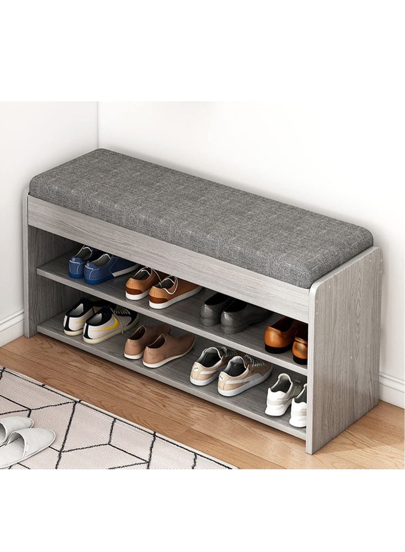 Arabest منظم أحذية بنمط نوردك ذو طبقتين مع مقعد مبطن للمدخل والردهة - Image 2