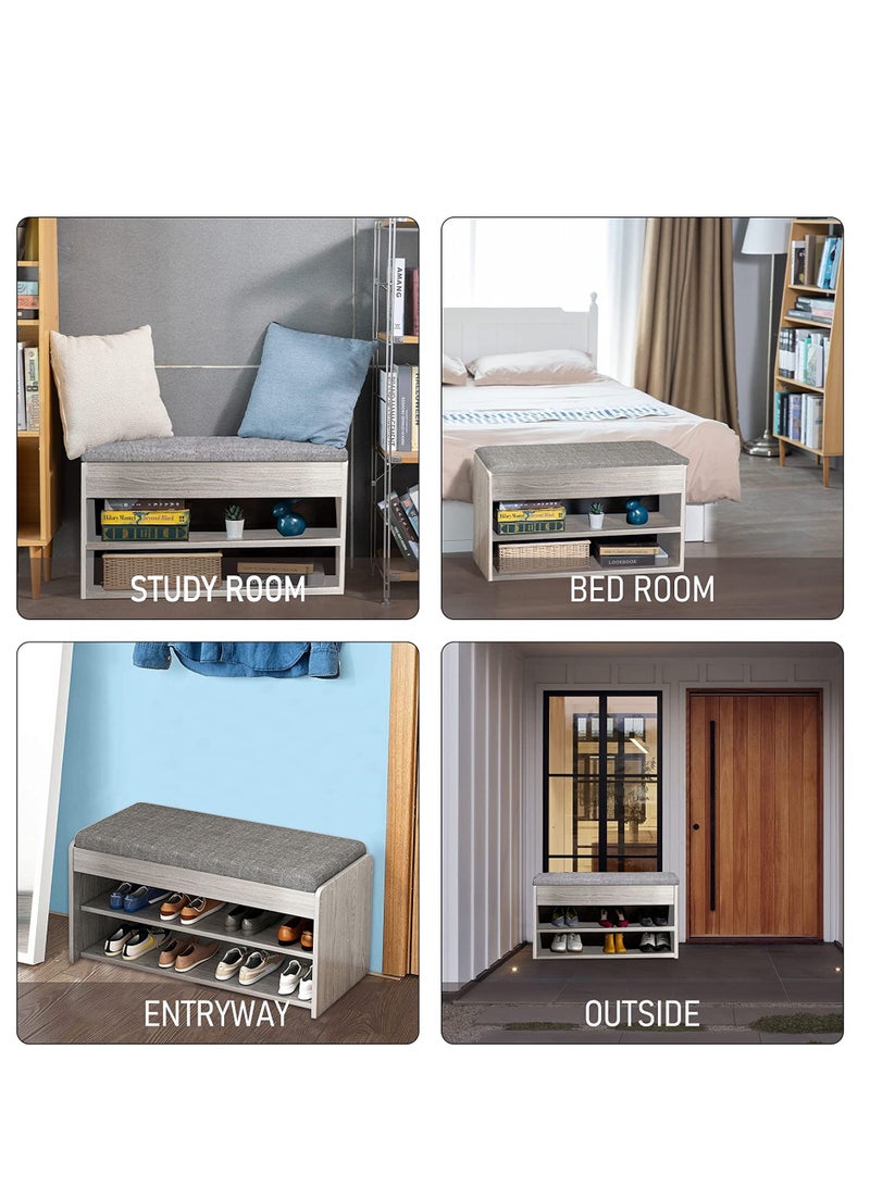 Arabest منظم أحذية بنمط نوردك ذو طبقتين مع مقعد مبطن للمدخل والردهة - Image 4