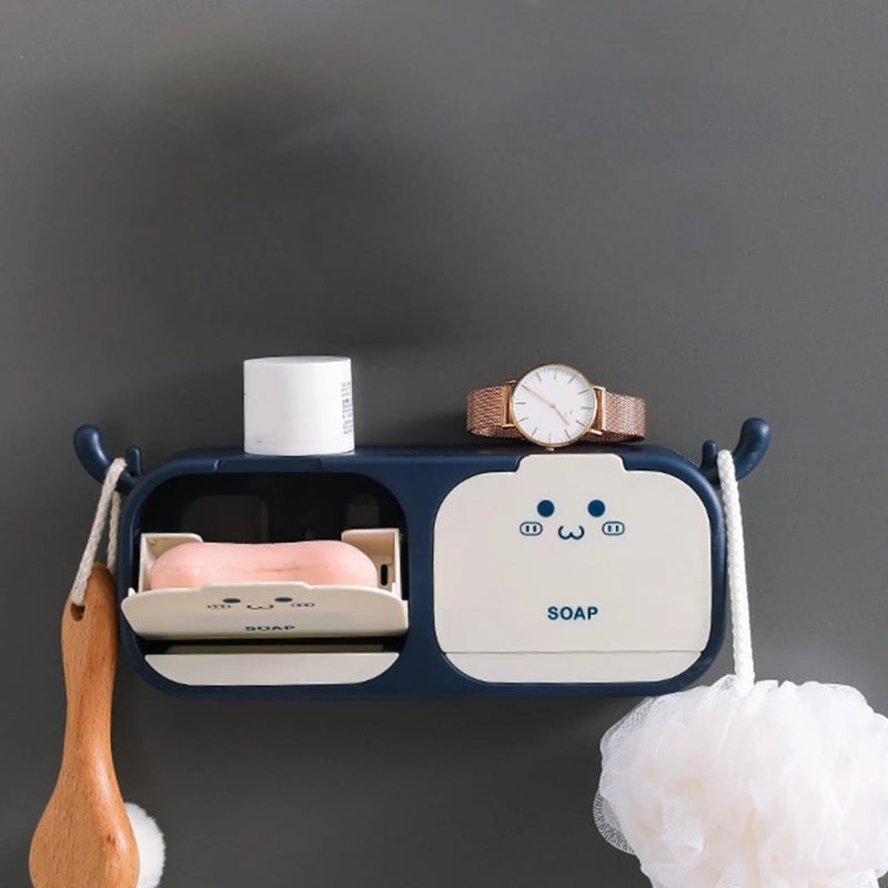 GNOLY Drain Soap Holder Plastic Soap Box Holder Tray with Lid, Wall Mounted Flip-Top Soap Box with Water Drain Tray (1Pcs) - Image 3