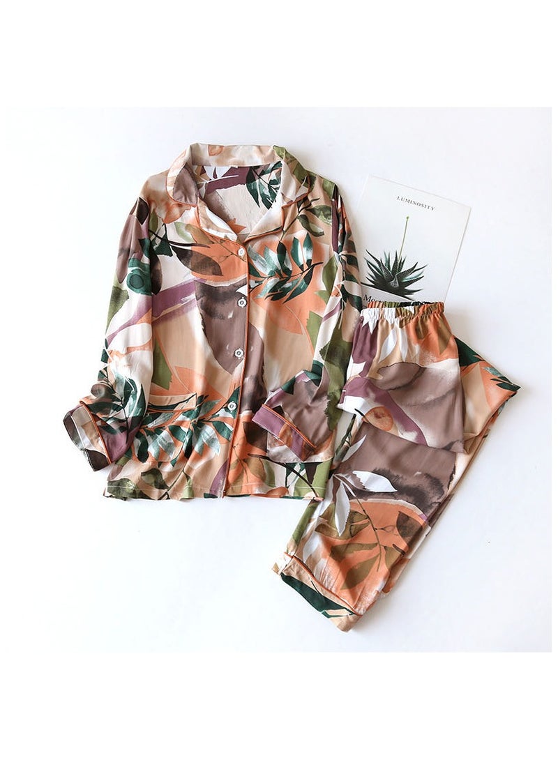 2 Pieces Women Pajama Set Long Sleeve Sleepwear Nightwear For Ladies Soft Loungewear 