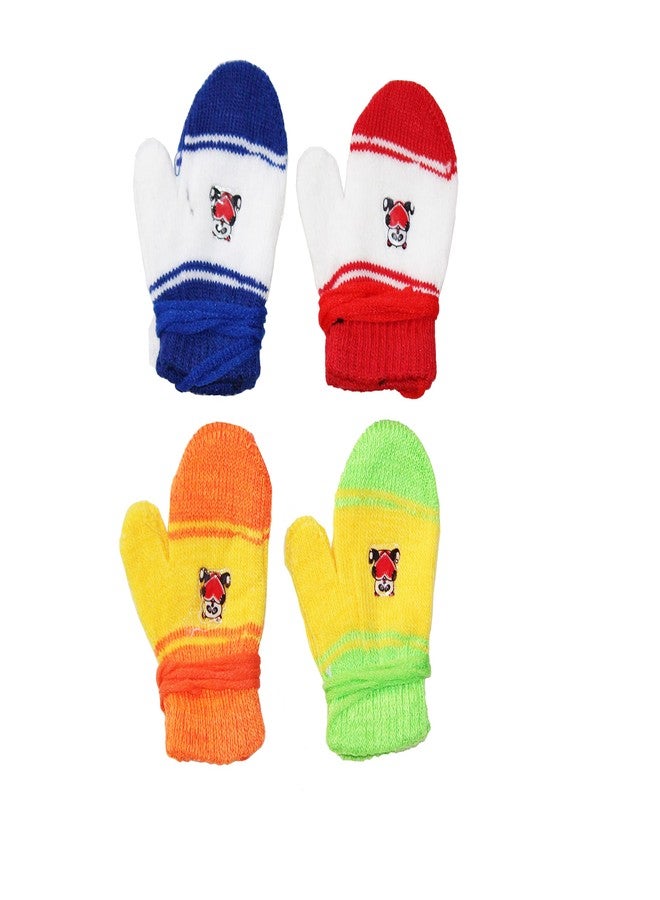 KETKAR Baby Kids Unisex Winter Woolen Soft Multicolour Mittens Gloves for Baby Boys and Baby Girls_Pack Of 04(Multicolour,6-12 Months) - Image 1