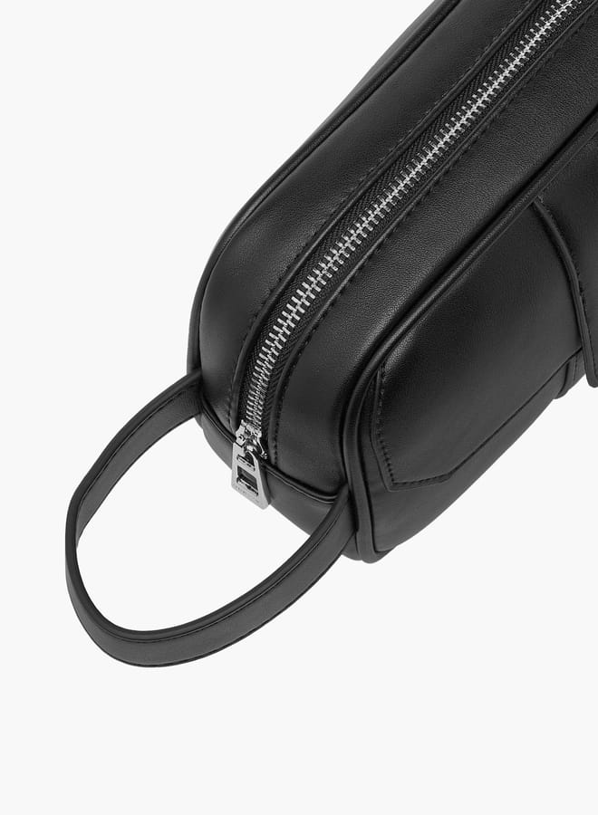 DUCHINI Men Solid Pouch with Wristlet Strap and Zip Closure - Image 3