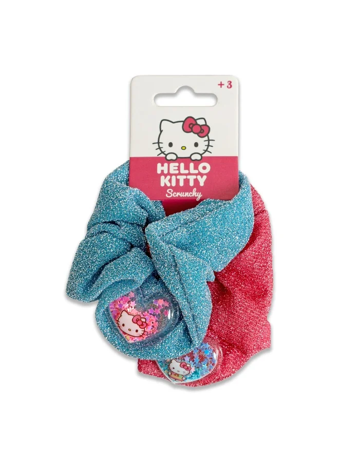 سانريو Sanrio Hello Kitty Glitter Fabric Two Hair Crunchies With Heart Pvc Charms