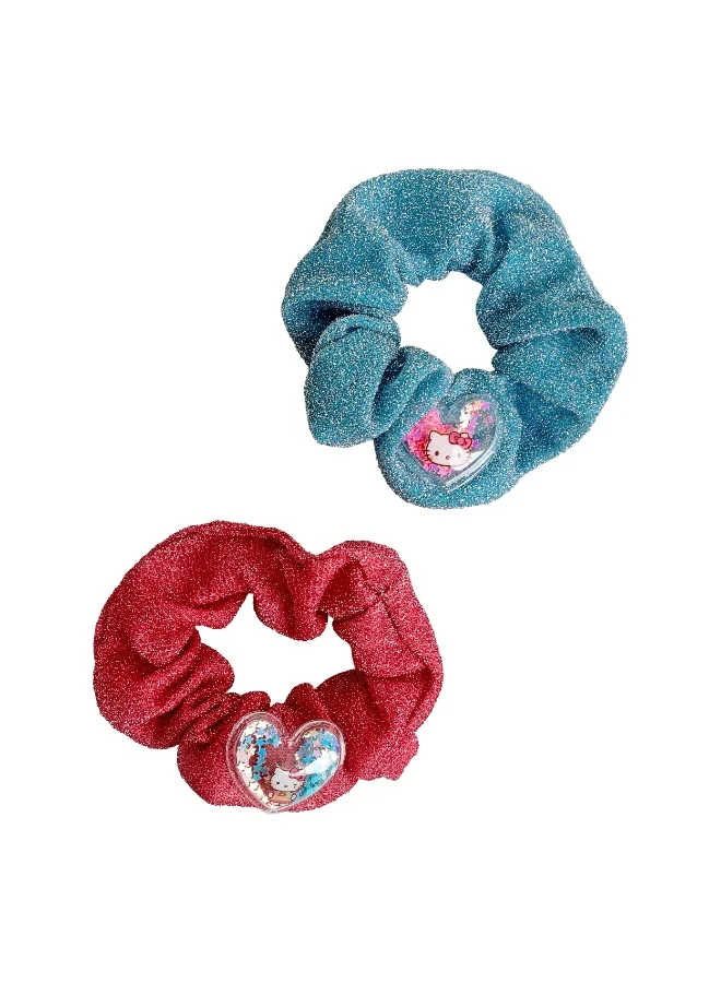 Sanrio  Sanrio Hello Kitty Glitter Fabric Two Hair Crunchies With Heart Pvc Charms for Women | Best Price UAE