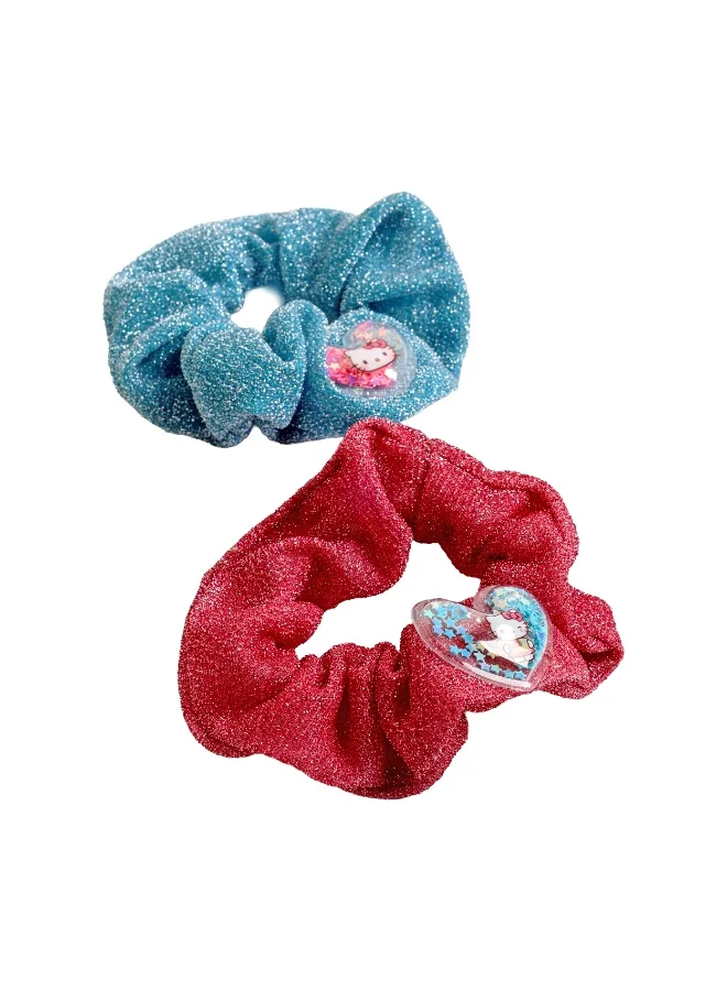 Sanrio  Sanrio Hello Kitty Glitter Fabric Two Hair Crunchies With Heart Pvc Charms for Women | Best Price UAE