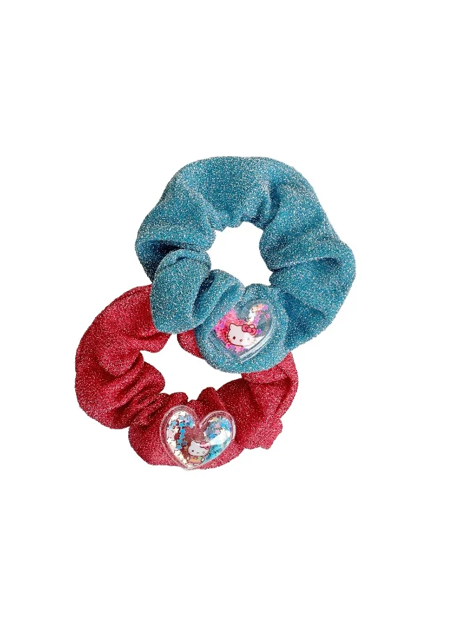Sanrio  Sanrio Hello Kitty Glitter Fabric Two Hair Crunchies With Heart Pvc Charms for Women | Best Price UAE
