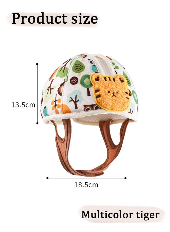 Vinnatsu Baby Safety Helmet Child Safety Helmet Baby Helmet Baby Head Toddler Protective Cap Protector Thickened and Breathable, Safe and Drop-proof Cute cartoon Cotton Adjustable Safety Helmet Suitable For Learning To Crawl And Walk Multicolor Tiger  - Image 2