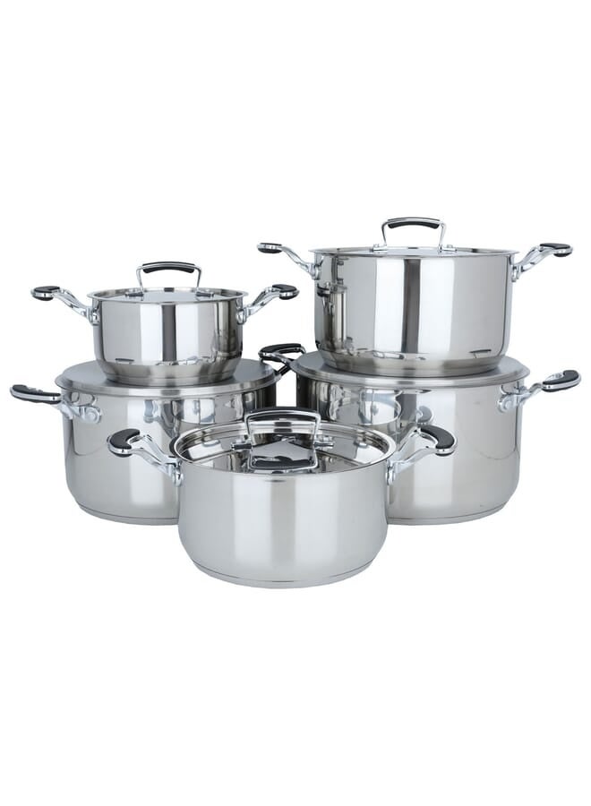 Rocky Stainless Steel Cookware Set With Silicone Handle 10 Pieces - Image 1