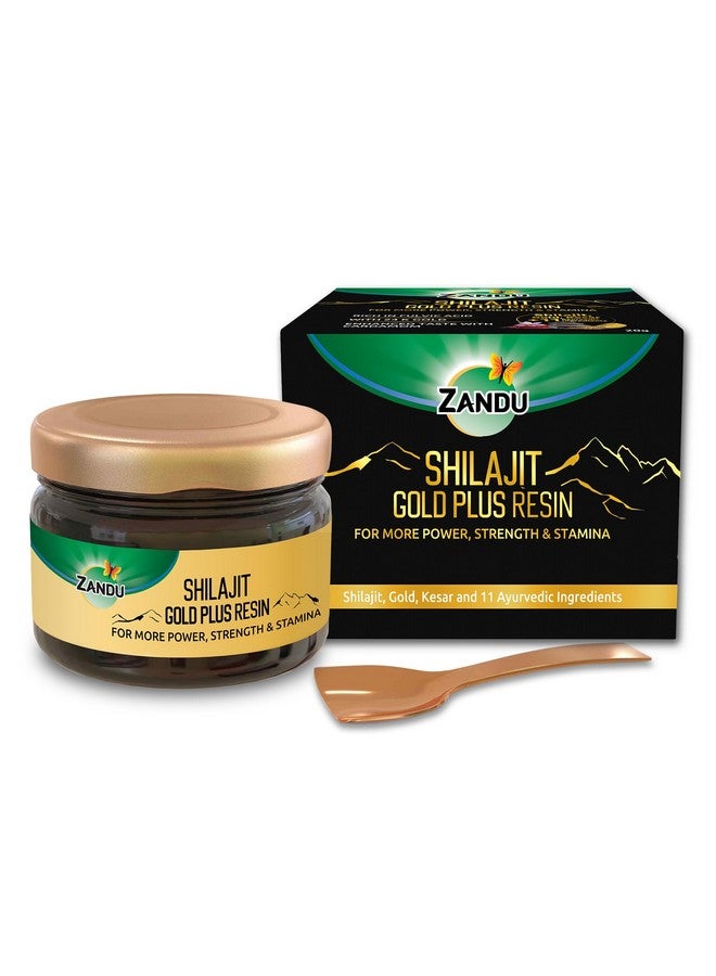 Zandu Shilajit Gold Plus Resin 20 g | Packed with the purest form of Shilajit + Gold + Kesar and 11 Ayurvedic ingredients | Enhanced Taste with Cardamom - Image 1