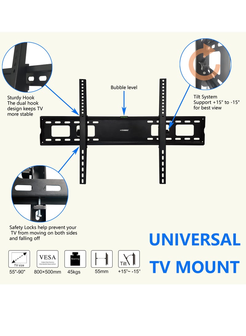 Stargold TV Wall Mount Bracket For Most 55-90 Inch Flat Screen TV With Tilting LED LCD OLED And Flat Panels Black - Image 5