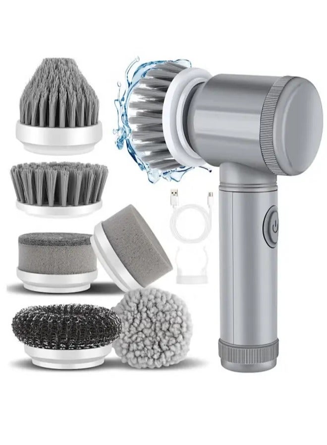 Electric Spin Scrubber, Electric Cleaning Brush with 6 Replaceable Brush Heads, Handheld Electric Shower Scrubber for Bathtub, Floor, Wall, Tile, Toilet - Image 1