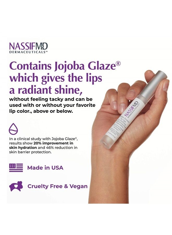 nassif md NASSIFMD Hydro-Screen with Hyaluronic Acid Lip Pluming Oil Formula for Dry Lips, Hydrating Softening Lip Maximizing Serum, Ceramide Jojoba Glaze Gloss - Image 3