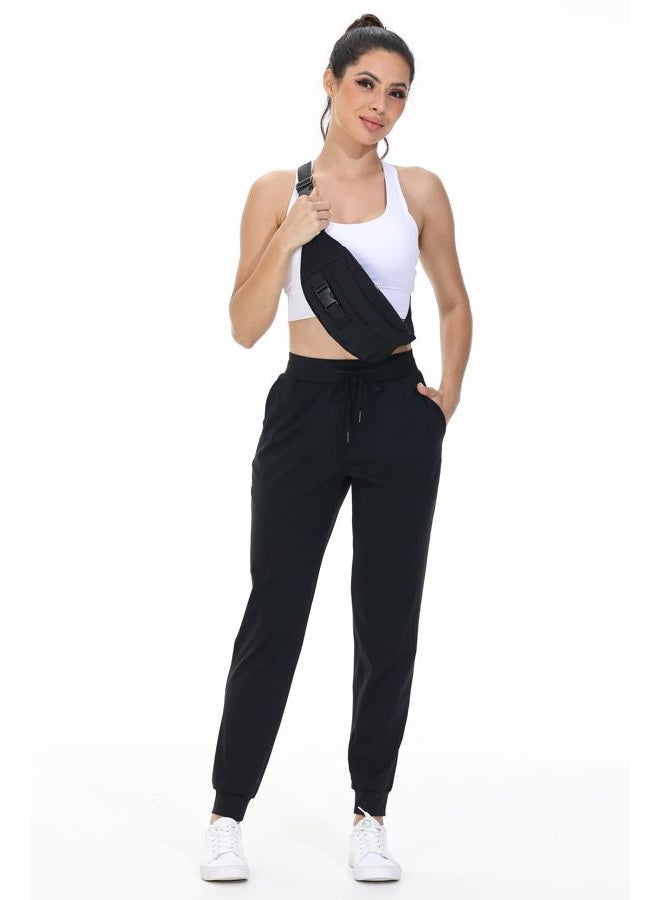 Blaosn Womens Athletic Joggers with Pockets Workout Running Track Pants Tapered Gym Sweatpants for Lounge Casual Travel, Black, M - Image 5