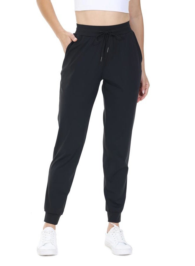 Blaosn Womens Athletic Joggers with Pockets Workout Running Track Pants Tapered Gym Sweatpants for Lounge Casual Travel, Black, M - Image 1