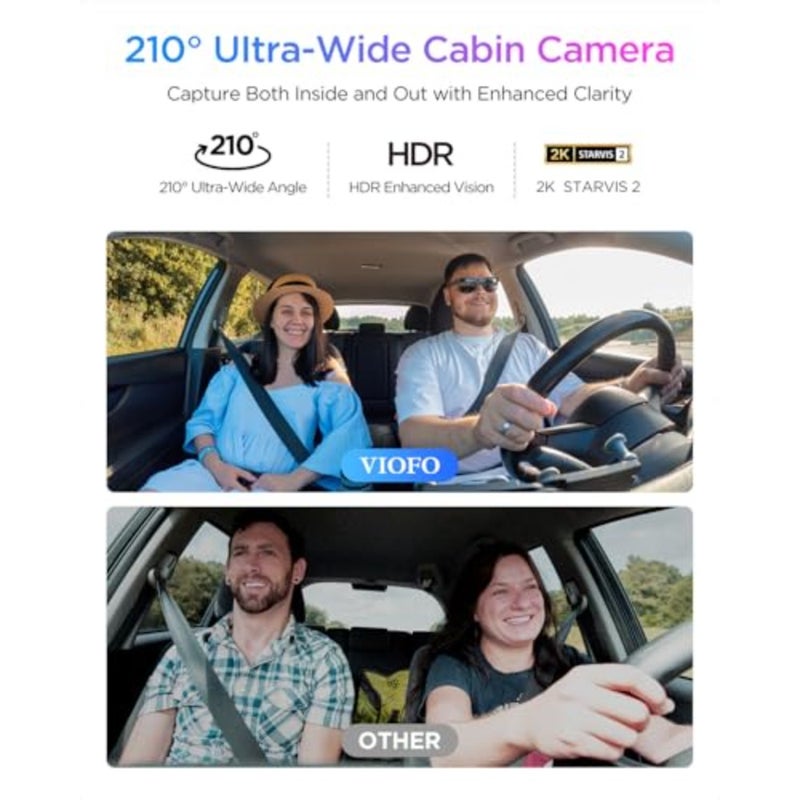 A329S 4K 3 Channel Dash Cam, 4K Front + 2K Cabin Fisheye 210° + 2K Rear, Power Saving Parking Mode, Wi-Fi 6 App Control, All-Channel STARVIS 2 Sensors, Supports up to 4TB SSD Storage - Image 4