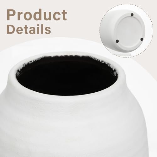 Briful Farmhouse Ceramic Flowers Vase Home Indoor Decor, Modern Living Room Kitchen Table Vases, Dining Bedroom Bathroom Decorations for Office Coffee Desk Book Shelf Fireplace (7.1” Tall) - Image 3