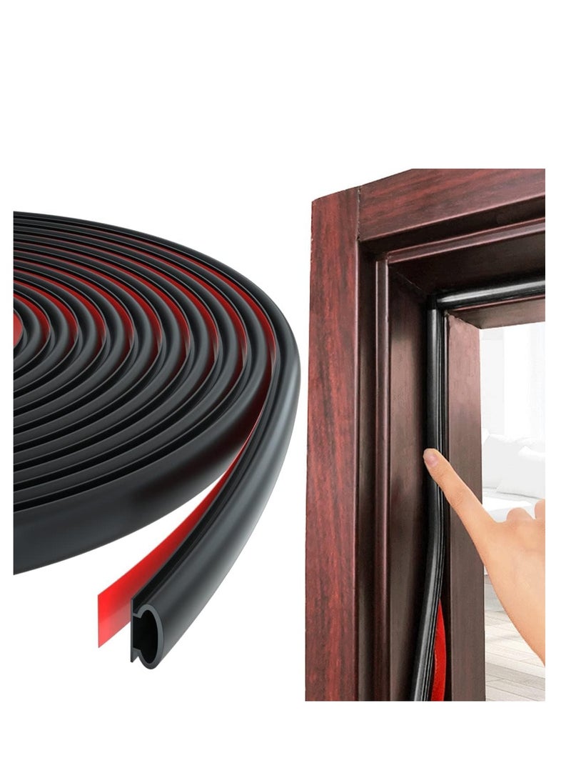 Najwa Feet Door Weather Stripping Door Seal Strip,Self-Adhesive Rubber Door Insulation Weather Strip for Window and Door Soundproofing D Shape,Weatherstripping for Door Frame Gap Blocker(Black)  - Image 1