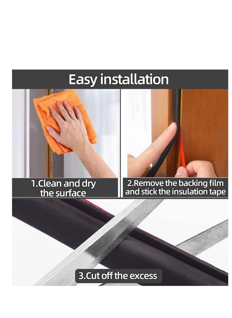 Najwa Feet Door Weather Stripping Door Seal Strip,Self-Adhesive Rubber Door Insulation Weather Strip for Window and Door Soundproofing D Shape,Weatherstripping for Door Frame Gap Blocker(Black)  - Image 2