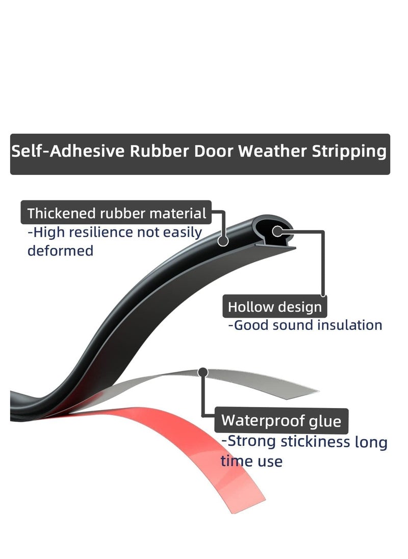 Najwa Feet Door Weather Stripping Door Seal Strip,Self-Adhesive Rubber Door Insulation Weather Strip for Window and Door Soundproofing D Shape,Weatherstripping for Door Frame Gap Blocker(Black)  - Image 3