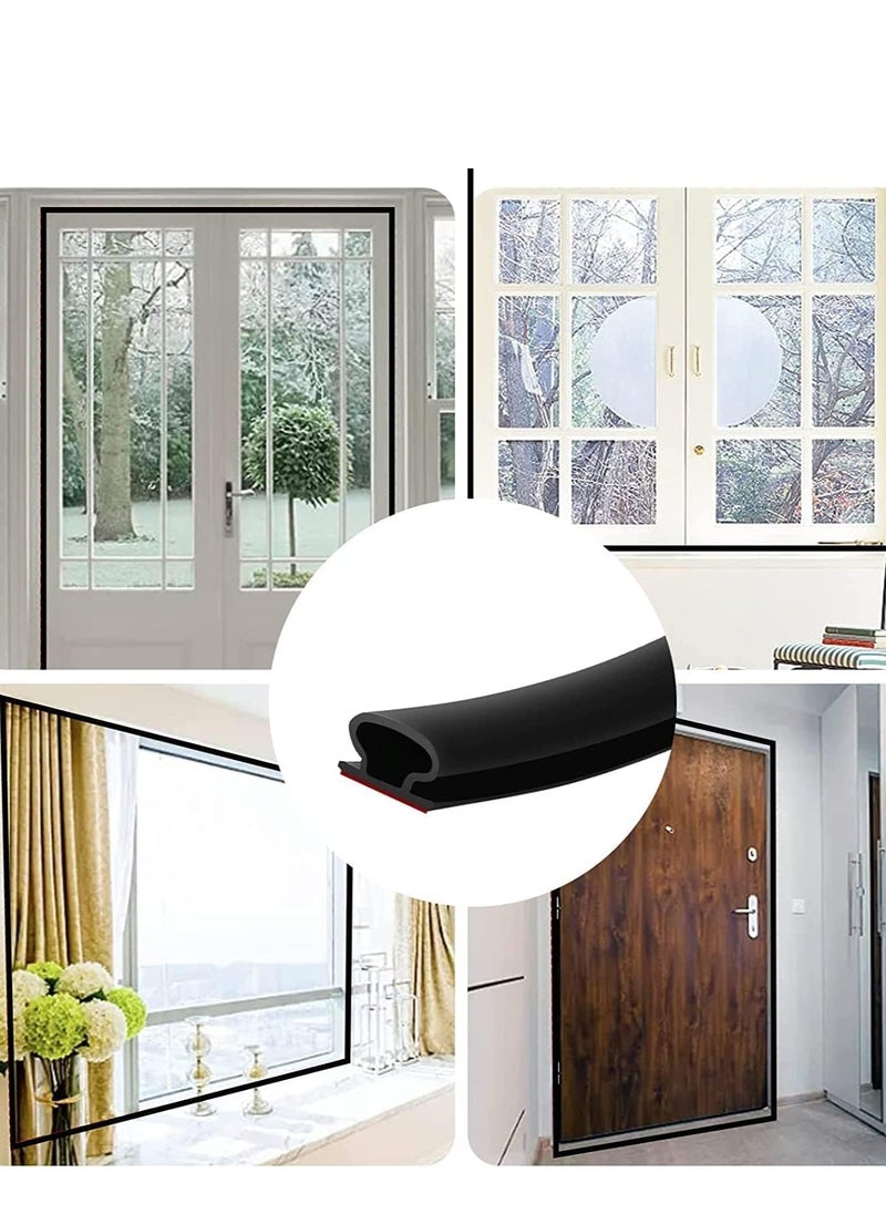 Najwa Feet Door Weather Stripping Door Seal Strip,Self-Adhesive Rubber Door Insulation Weather Strip for Window and Door Soundproofing D Shape,Weatherstripping for Door Frame Gap Blocker(Black)  - Image 4