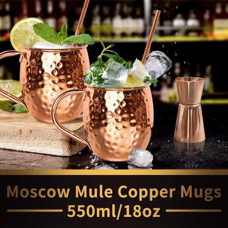 LINALL Moscow Mule Copper Mugs- Set of 2 Copper Plated Stainless Steel Mug 18oz, for Chilled Drinks (2 pcs) - Image 5