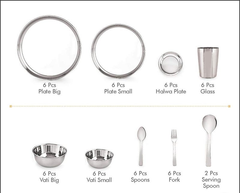 RJ kitchenware Store Stainless Steel Premium Dinner Set (Set of 50 Pcs) - Image 3