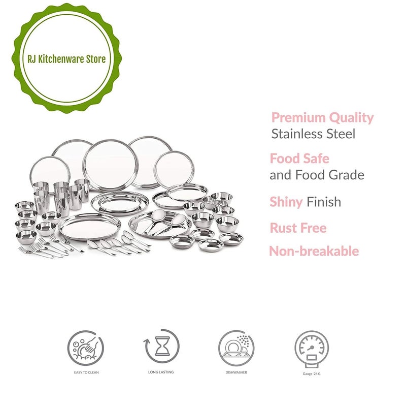 RJ kitchenware Store Stainless Steel Premium Dinner Set (Set of 50 Pcs) - Image 4