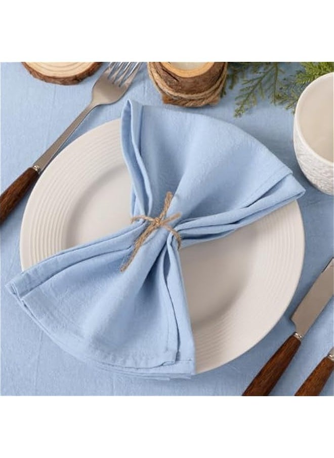 Generic - Linen Napkins Blue  Spring Cloth Napkins Bulk Washable Cotton Napkins Set of 4 17x17 for Wedding Party Bridal Baby Shower Birthday Table Decorations - Image 1